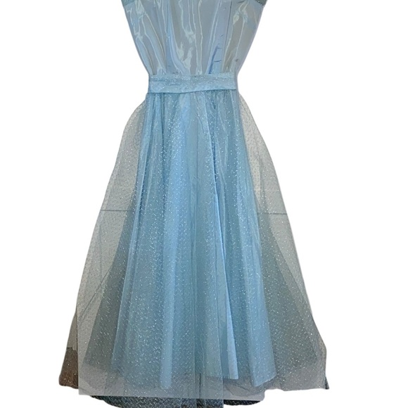 Vintage 50s Fit Flare Ice Blue tea length gown dress princess cinderella costume - Picture 3 of 12
